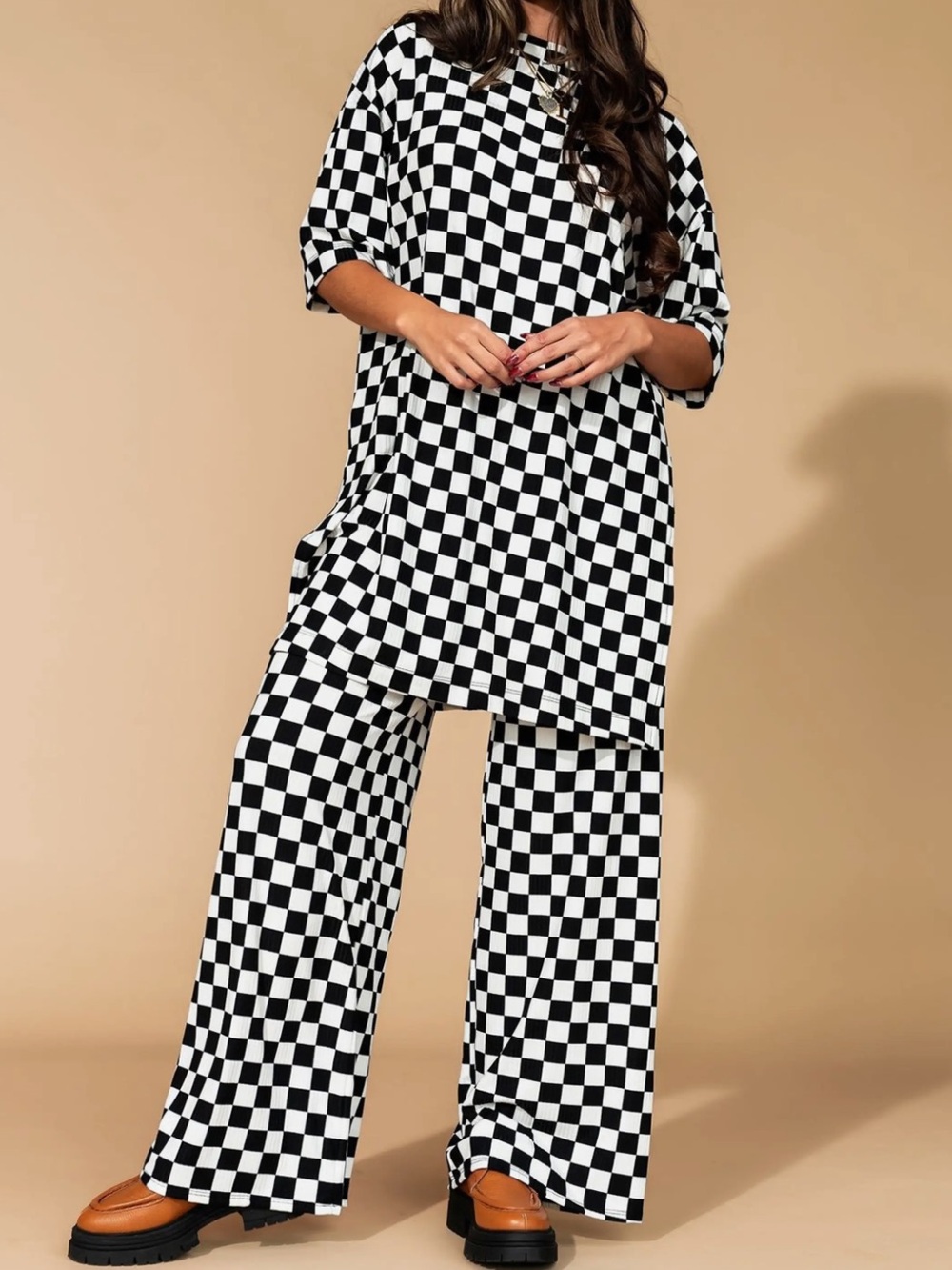 DRESSED in LALA Lex Ribbed Checkerboard
Playsuit black & white size medium 2 pce